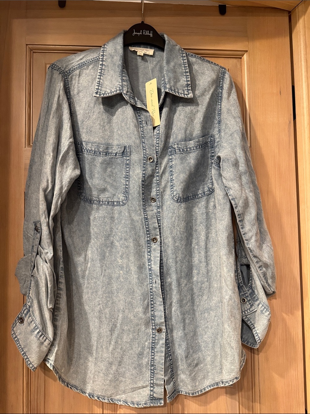 NWT Doe & Rae  Light Blue Washed Denim Shirt